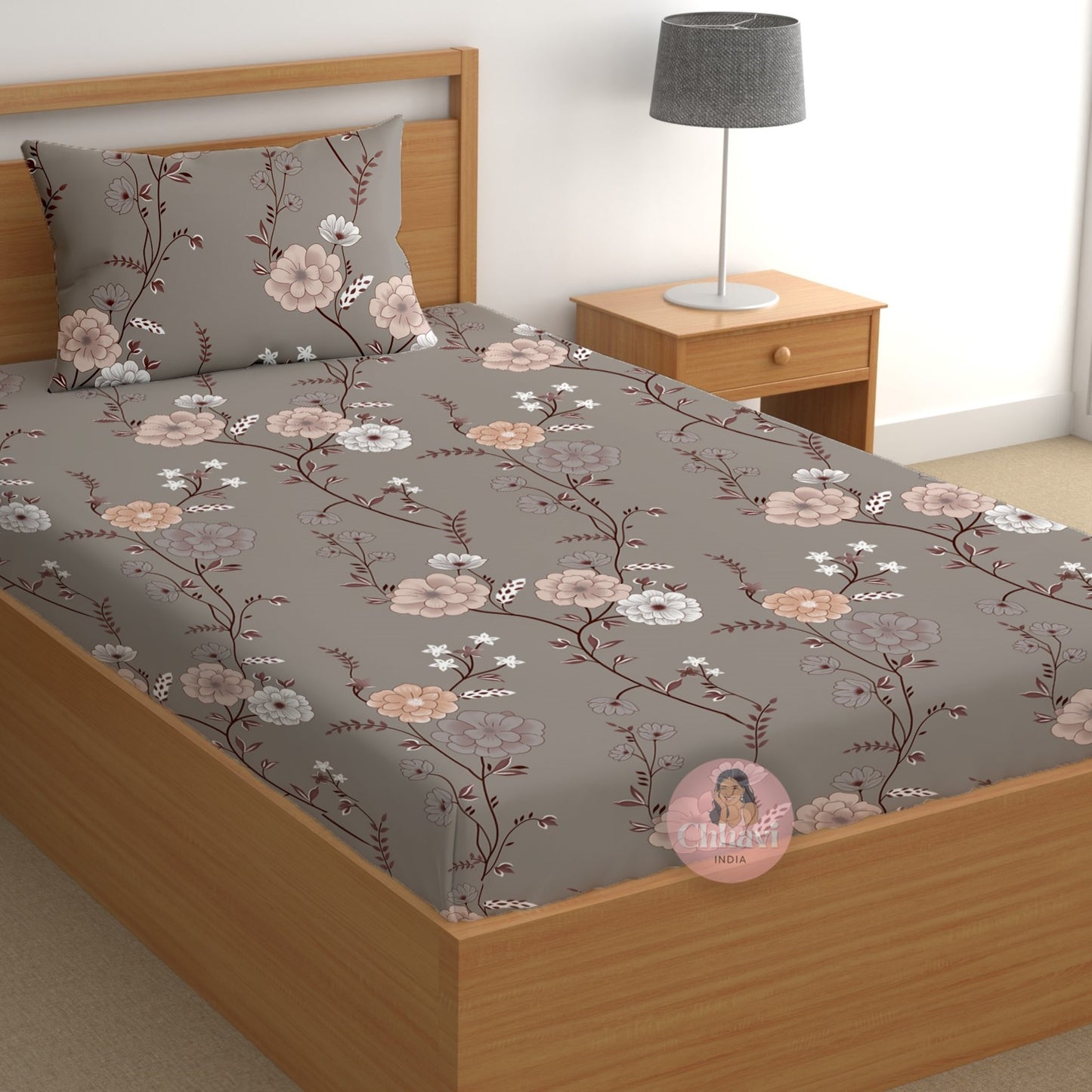 CHHAVI INDIA 180 TC Microfiber Printed Single Bedsheet With 1 Pillow Cover