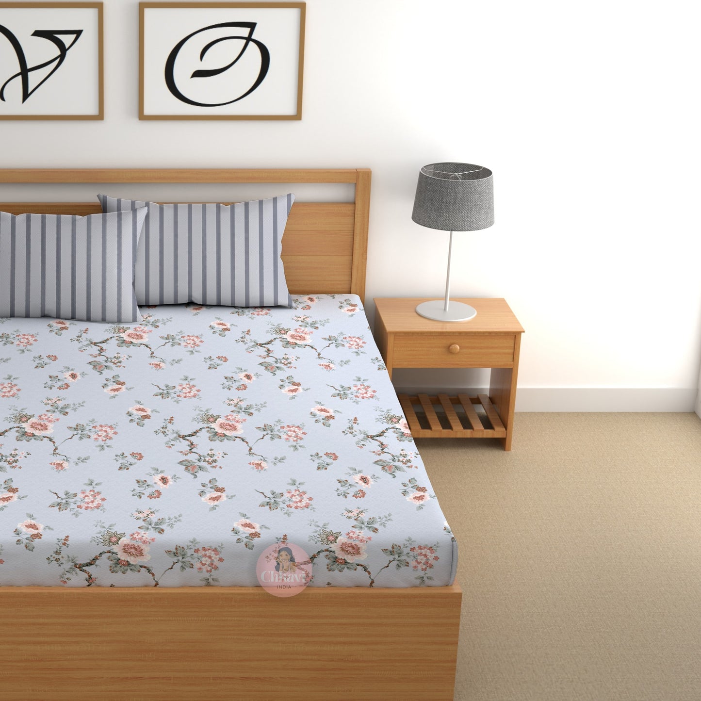 CHHAVI INDIA 210 TC Microfiber Printed King Size Bedsheet With 2 Pillow Covers