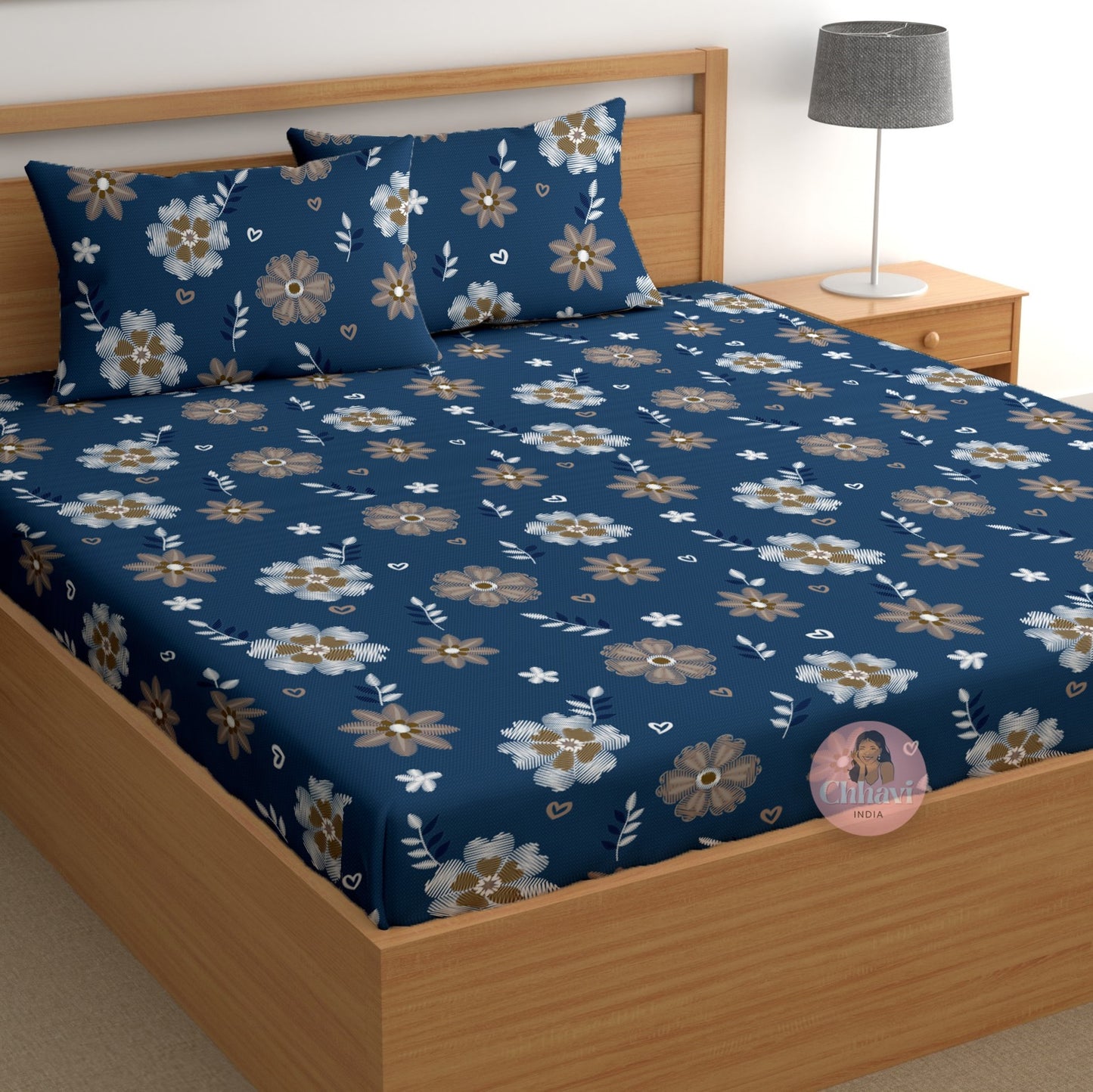 CHHAVI INDIA 180 TC Microfiber Printed Double Bedsheet With 2 Pillow Covers