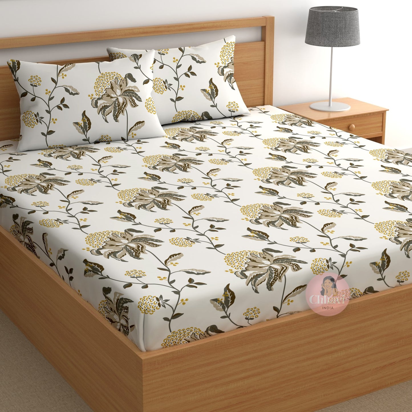 CHHAVI INDIA 180 TC Microfiber Printed Double Bedsheet With 2 Pillow Covers