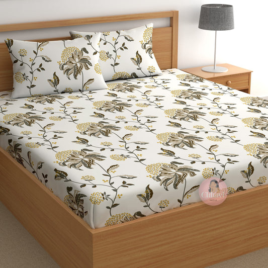 CHHAVI INDIA 180 TC Microfiber Printed Double Bedsheet With 2 Pillow Covers