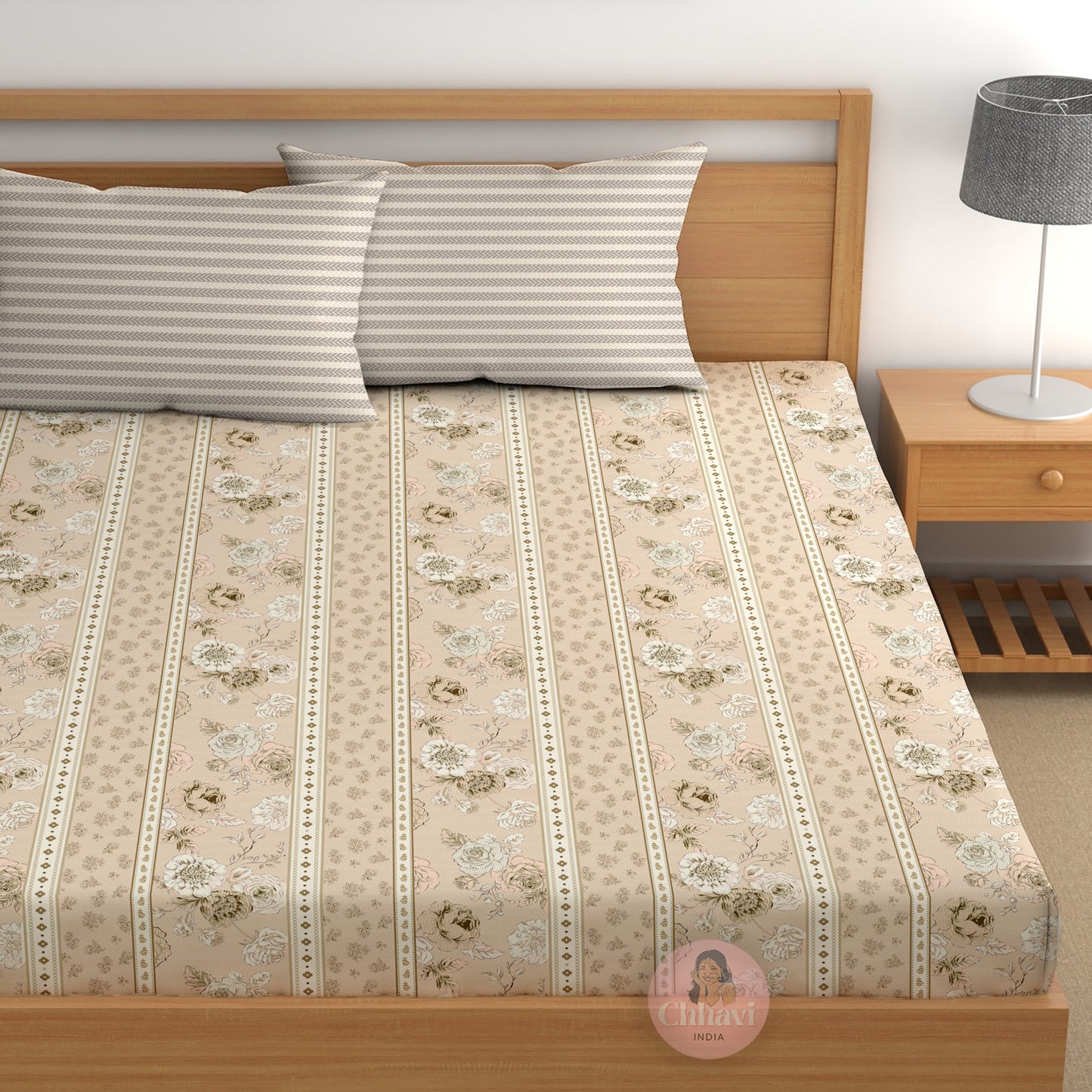 CHHAVI INDIA 210 TC Microfiber Printed King Size Bedsheet With Pillow Covers