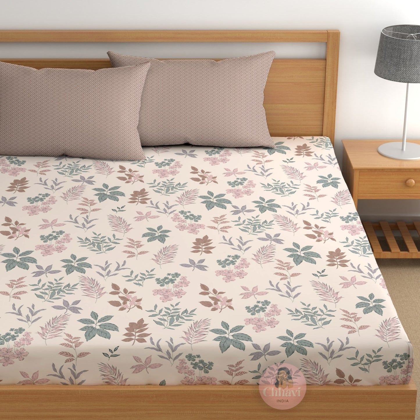 CHHAVI INDIA 210 TC Microfiber Printed King Size Bedsheet With Pillow Covers