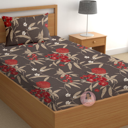 CHHAVI INDIA 180 TC Microfiber Printed Single Bedsheet With 1 Pillow Cover