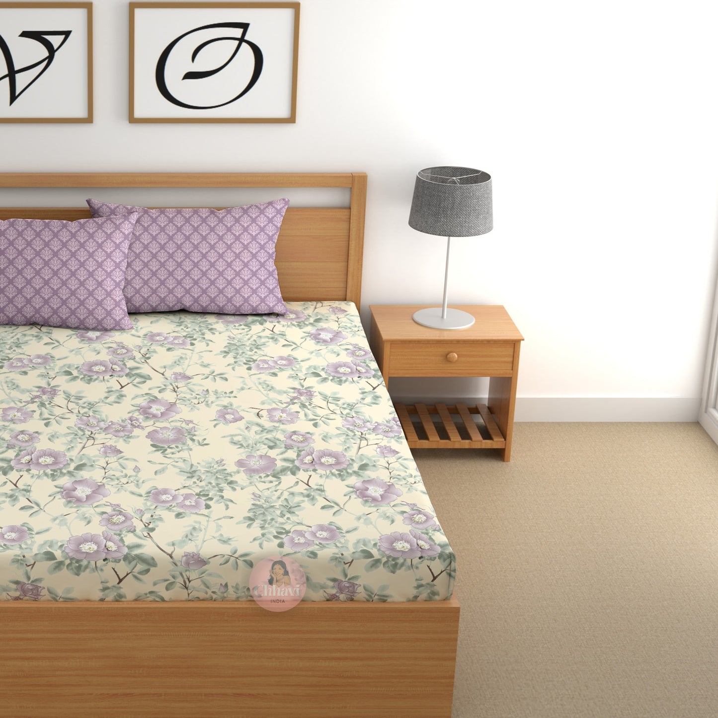 CHHAVI INDIA 210 TC Microfiber Printed King Size Bedsheet With 2 Pillow Covers