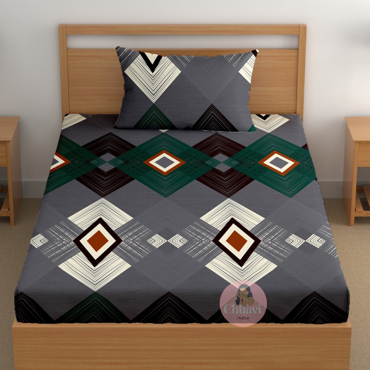 CHHAVI INDIA 180 TC Microfiber Printed Single Bedsheet With 1 Pillow Cover