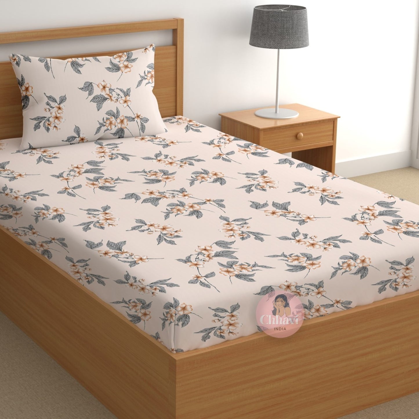 CHHAVI INDIA 180 TC Microfiber Printed Single Bedsheet With 1 Pillow Cover