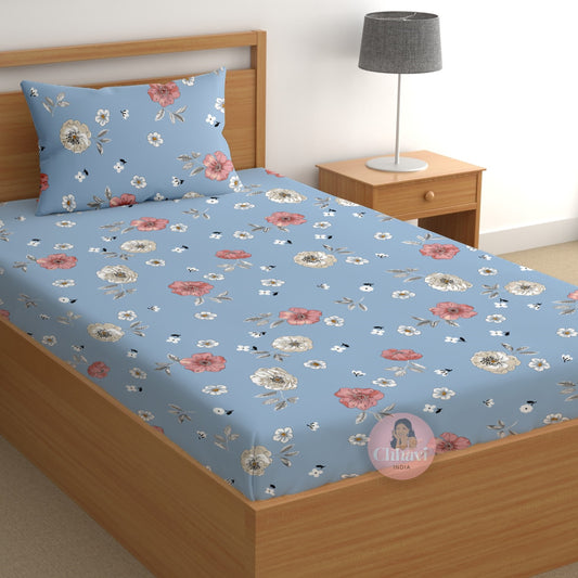 CHHAVI INDIA 180 TC Microfiber Printed Single Bedsheet With 1 Pillow Cover