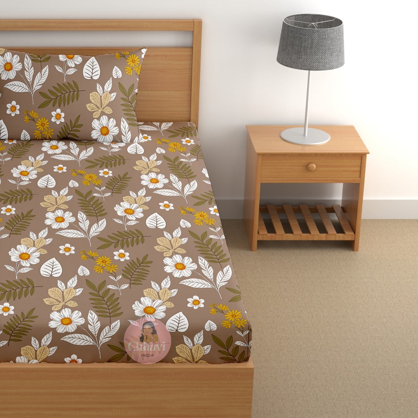 CHHAVI INDIA 180 TC Microfiber Printed Single Bedsheet With 1 Pillow Cover
