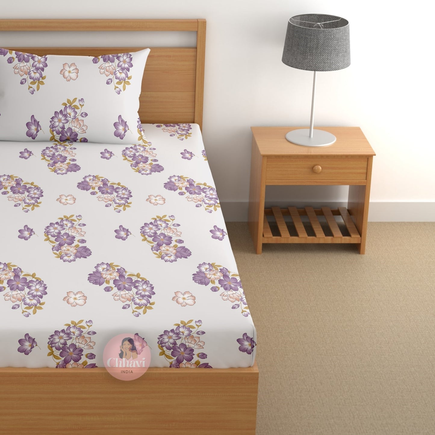 CHHAVI INDIA 180 TC Microfiber Printed Single Bedsheet With 1 Pillow Cover