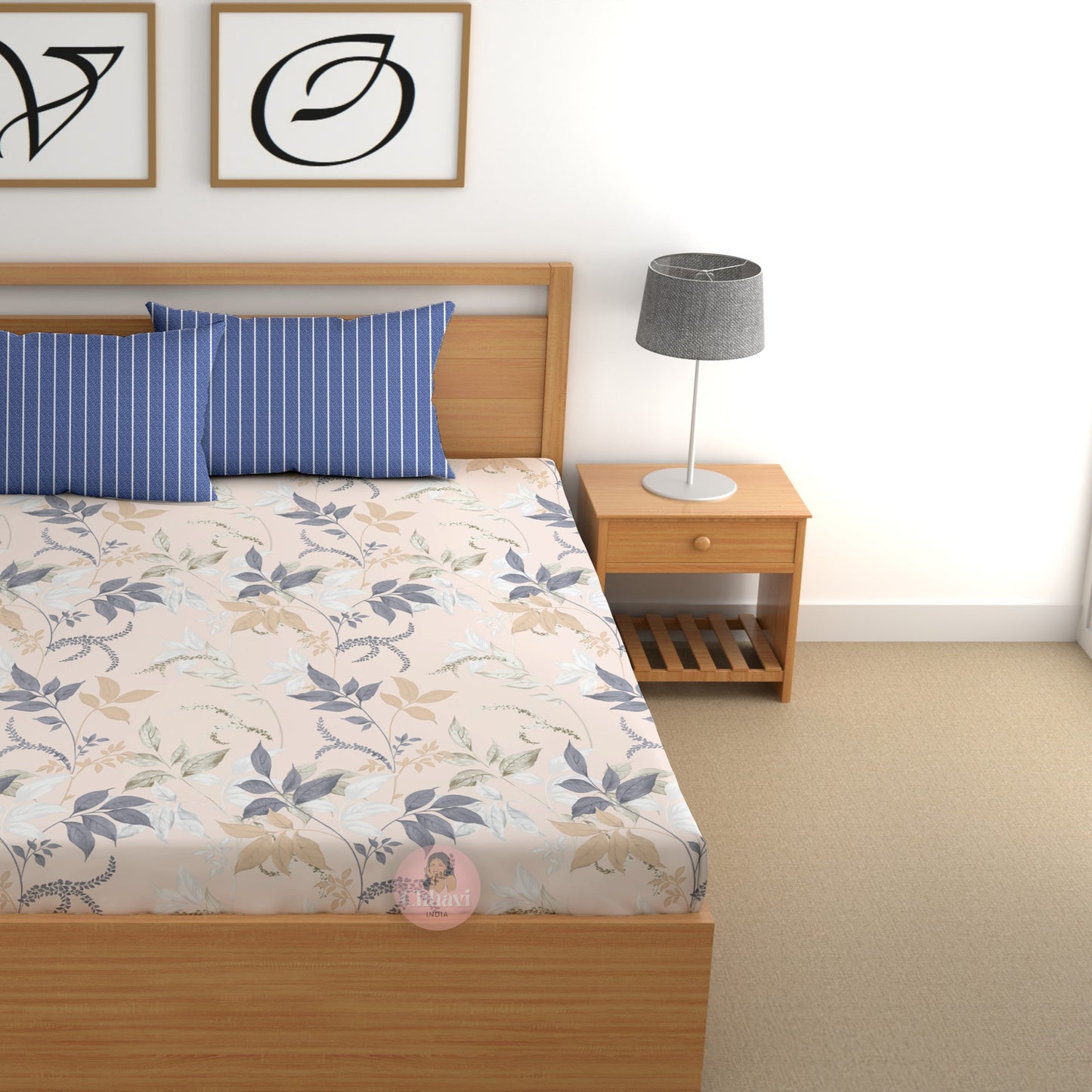 CHHAVI INDIA 210 TC Microfiber Printed King Size Bedsheet With 2 Pillow Covers