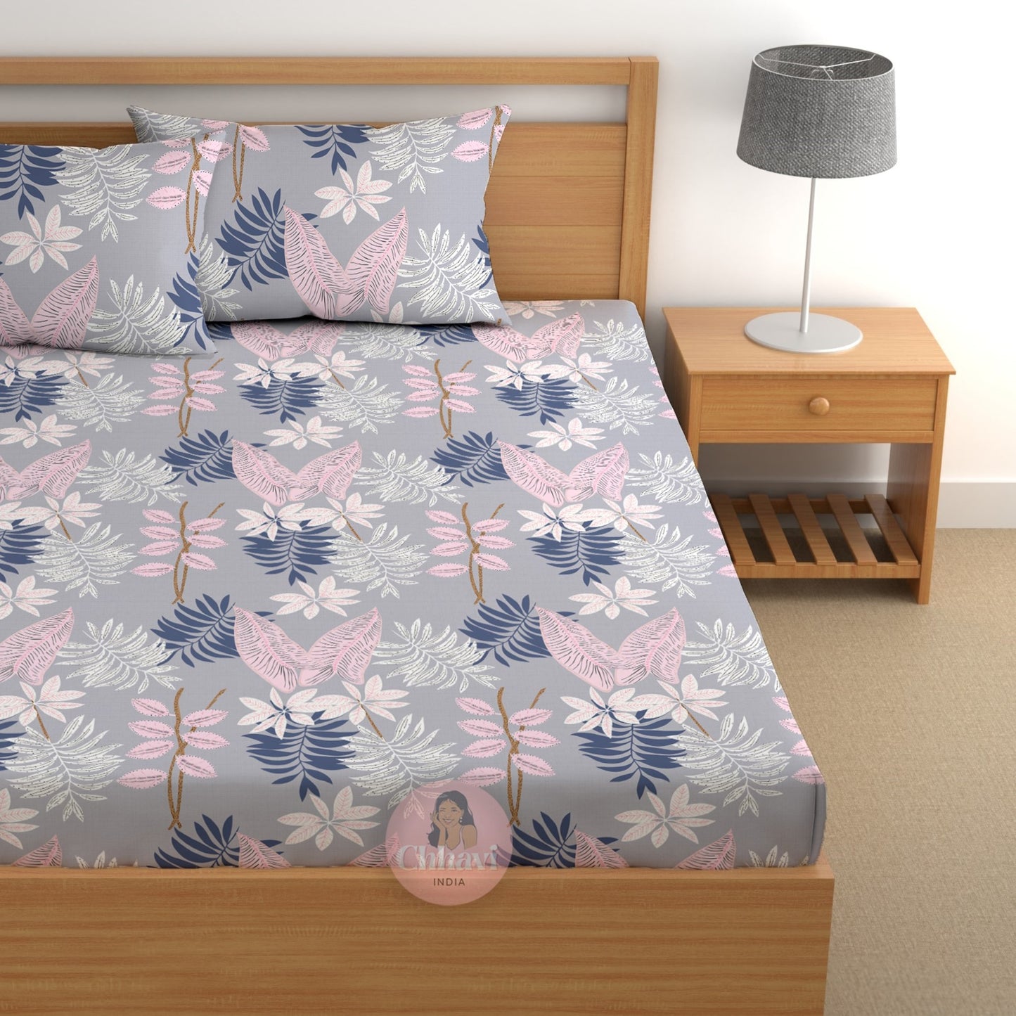 CHHAVI INDIA 180 TC Microfiber Printed Double Bedsheet With 2 Pillow Covers