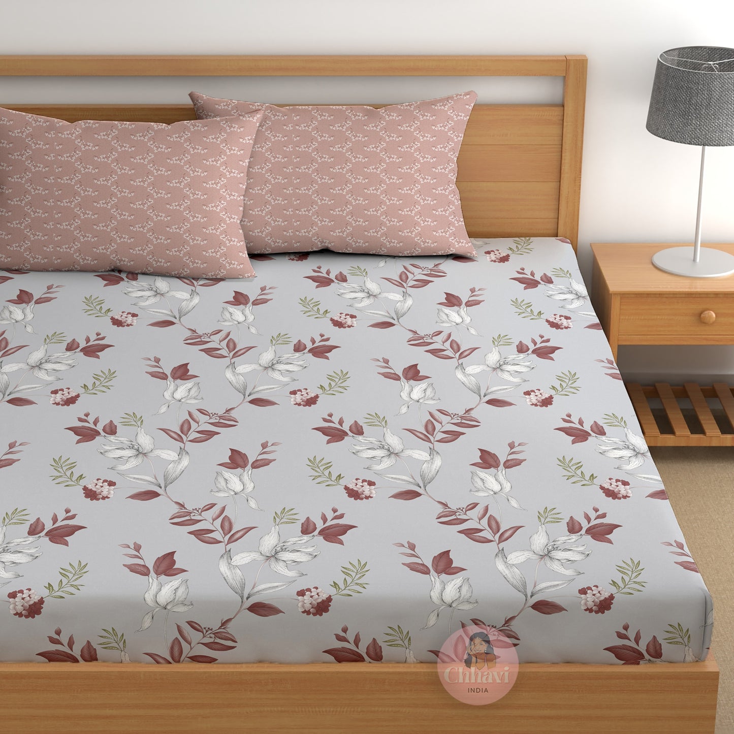 CHHAVI INDIA 210 TC Microfiber Printed King Size Bedsheet With Pillow Covers