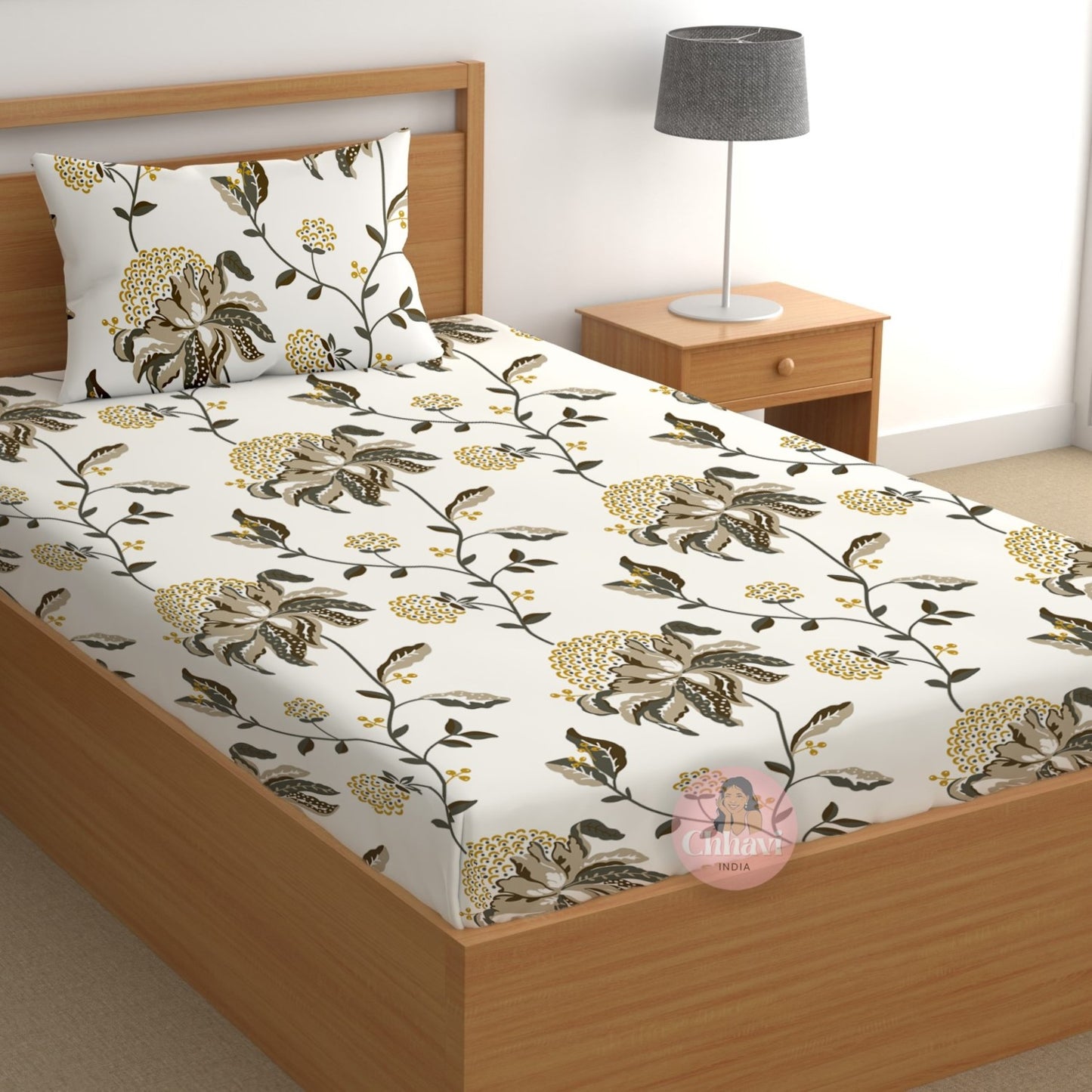 CHHAVI INDIA 180 TC Microfiber Printed Single Bedsheet With 1 Pillow Cover
