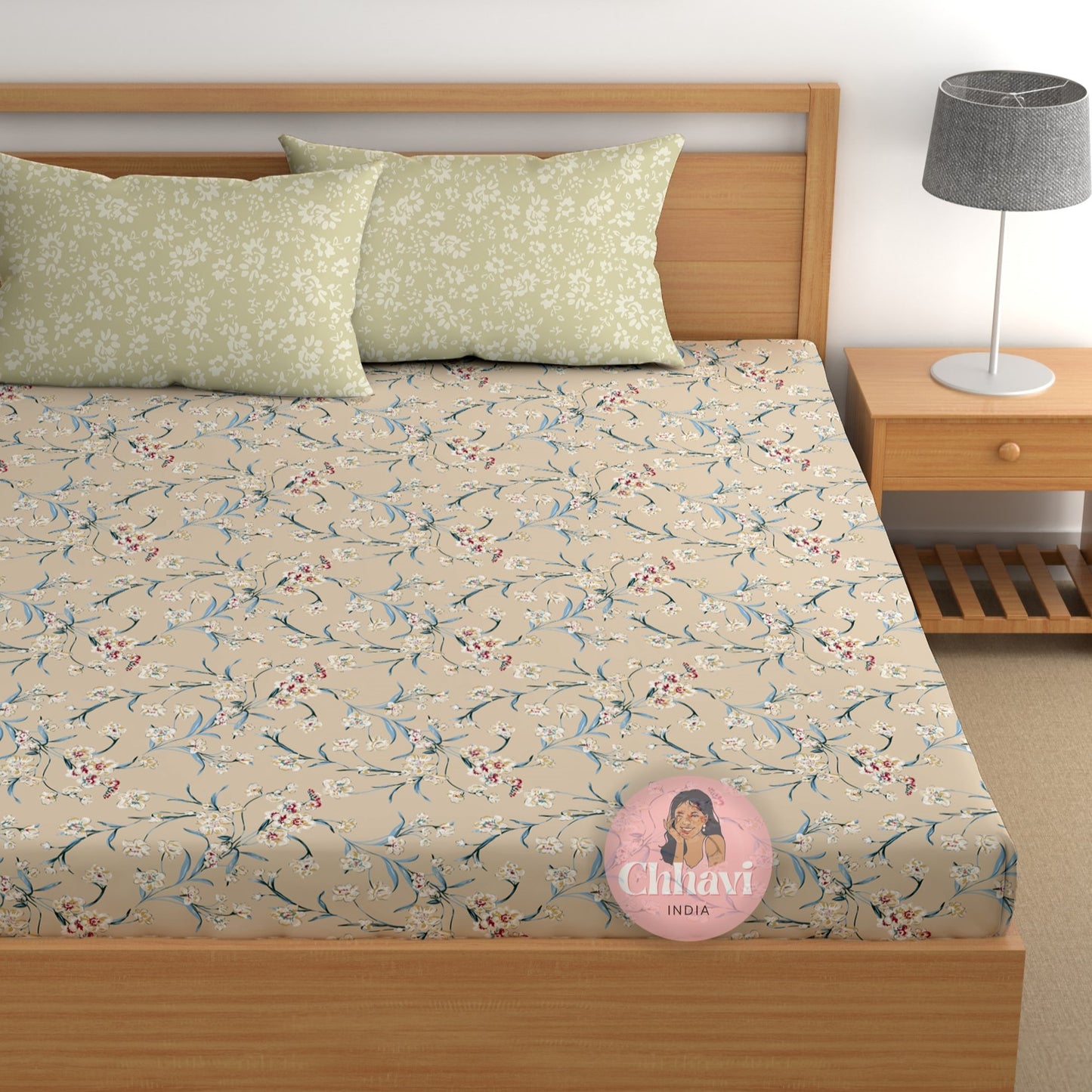 CHHAVI INDIA 210 TC Microfiber Printed Double Bedsheet With Pillow Covers