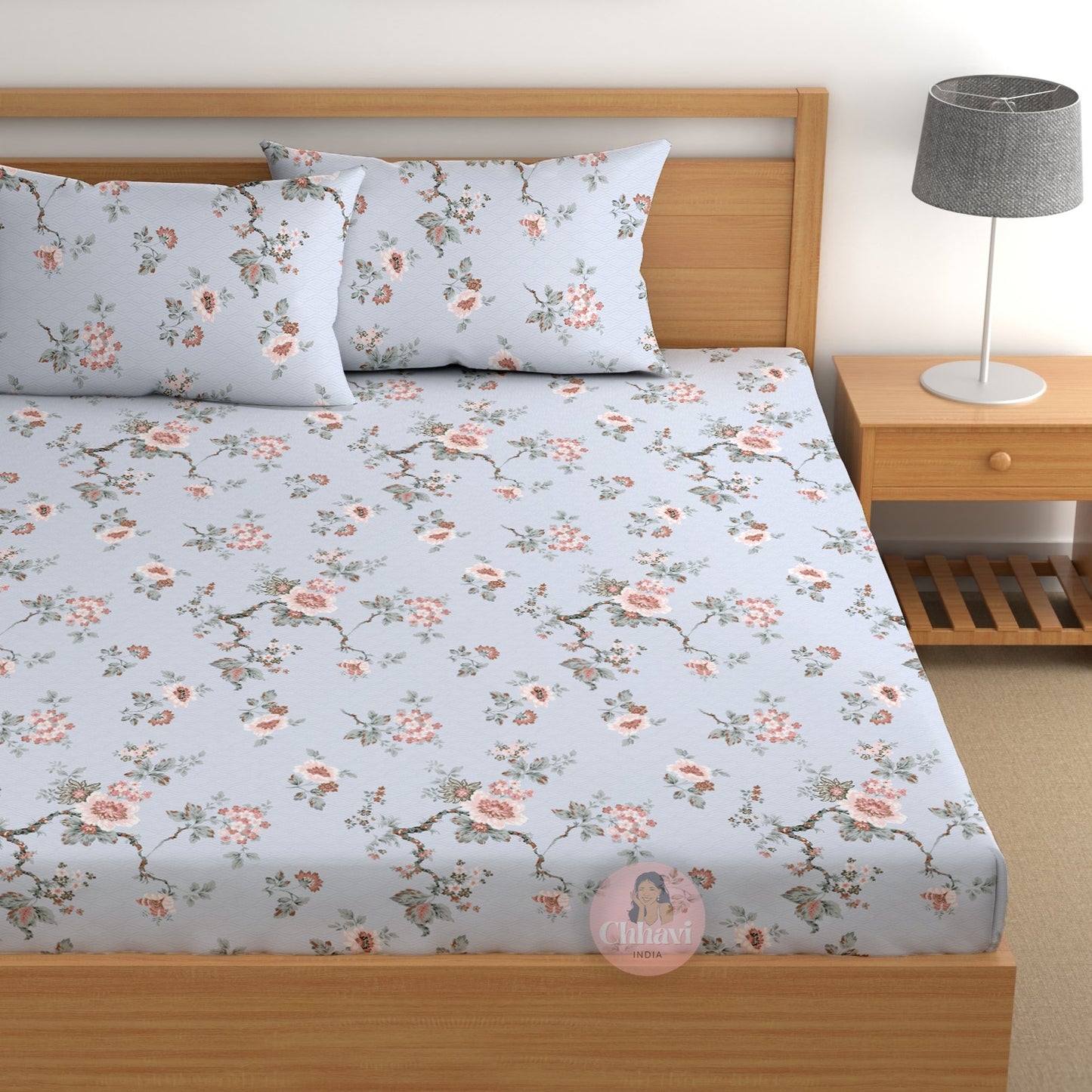 CHHAVI INDIA 210 TC Microfiber Printed Double Bedsheet With Pillow Covers