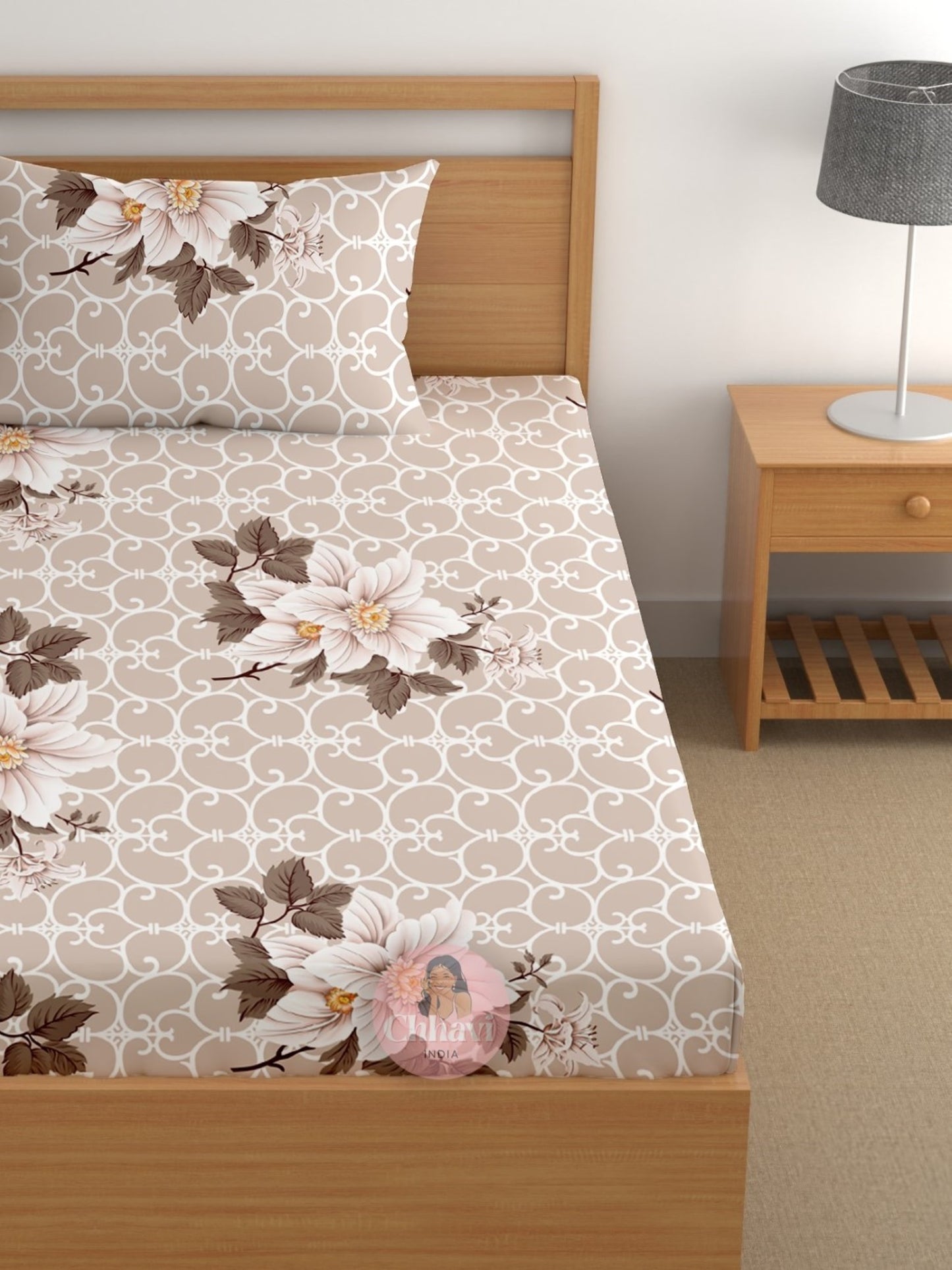 CHHAVI INDIA 180 TC Microfiber Printed Single Bedsheet With 1 Pillow Cover