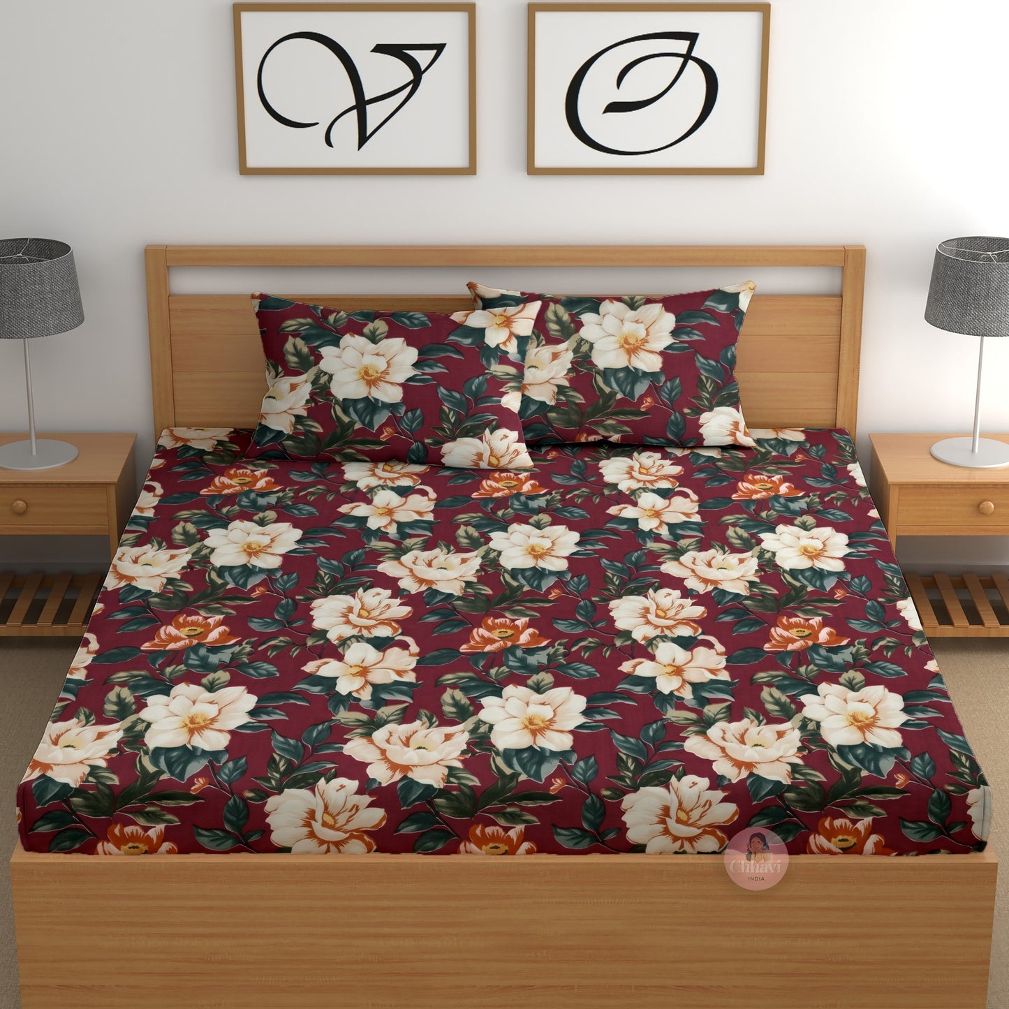 CHHAVI INDIA 210 TC Microfiber Printed Double Bedsheet With 2 Pillow Covers