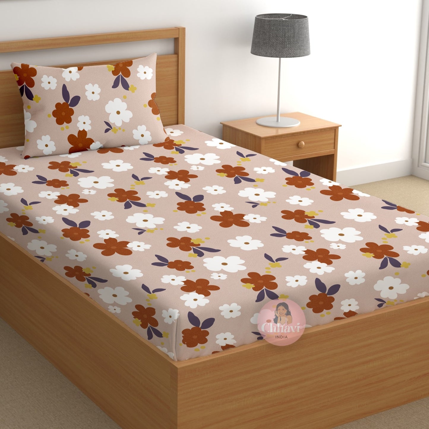 CHHAVI INDIA 180 TC Microfiber Printed Single Bedsheet With 1 Pillow Cover