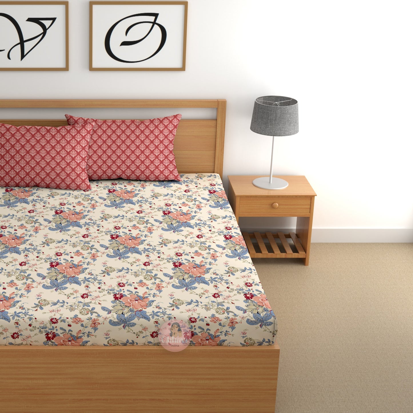 CHHAVI INDIA 210 TC Microfiber Printed King Size Bedsheet With 2 Pillow Covers