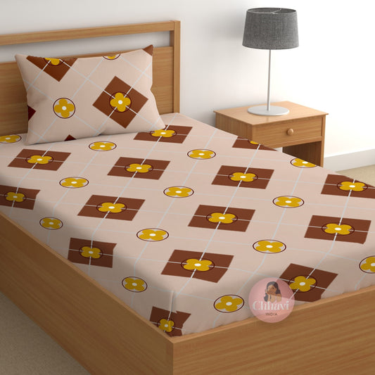 CHHAVI INDIA 180 TC Microfiber Printed Single Bedsheet With 1 Pillow Cover