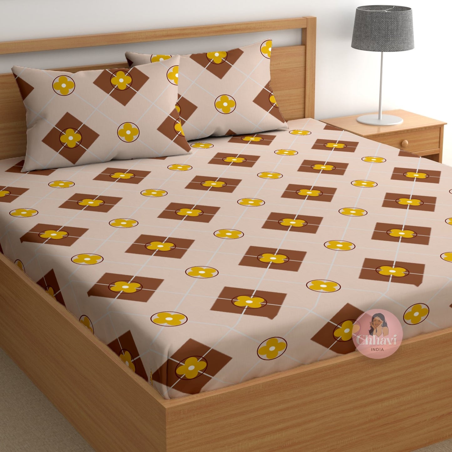 CHHAVI INDIA 180 TC Microfiber Printed Double Bedsheet With 2 Pillow Covers