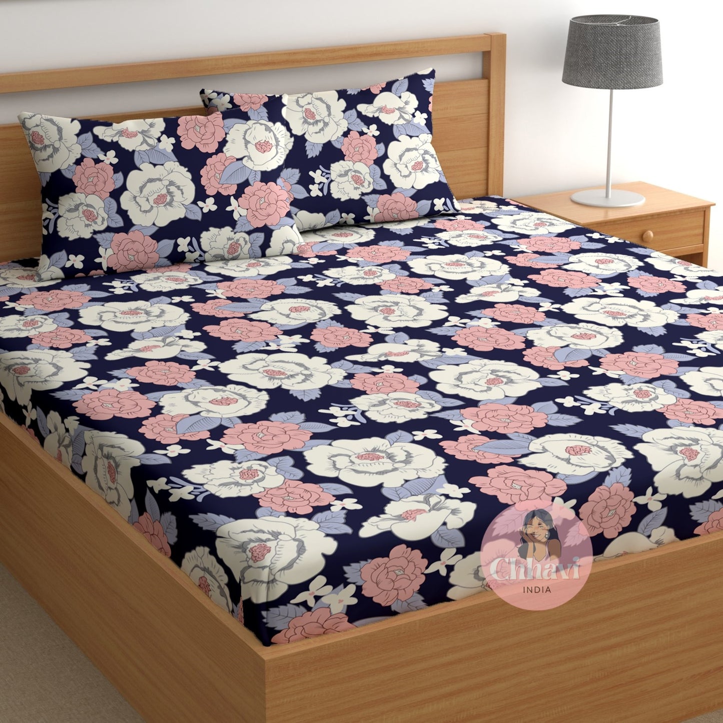 CHHAVI INDIA 180 TC Microfiber Printed Double Bedsheet With 2 Pillow Covers