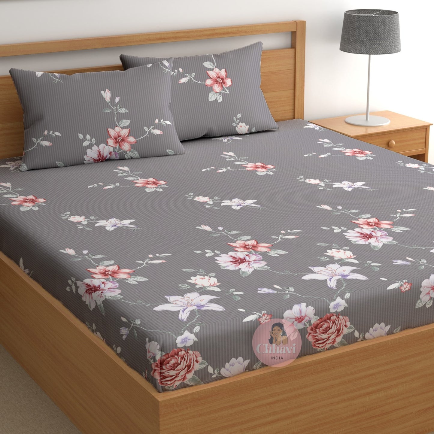 CHHAVI INDIA 180 TC Microfiber Printed Double Bedsheet With 2 Pillow Covers