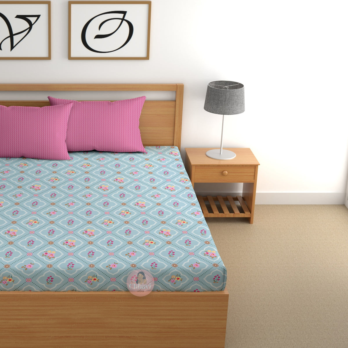 CHHAVI INDIA 210 TC Microfiber Printed King Size Bedsheet With 2 Pillow Covers