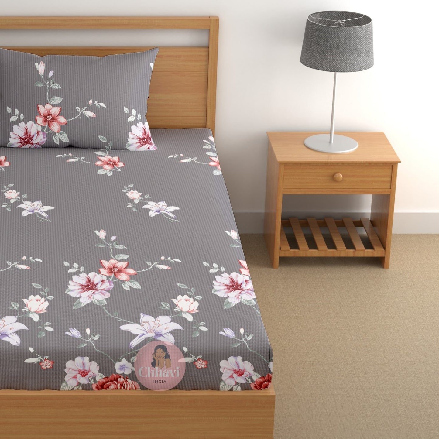 CHHAVI INDIA 180 TC Microfiber Printed Single Bedsheet With 1 Pillow Cover