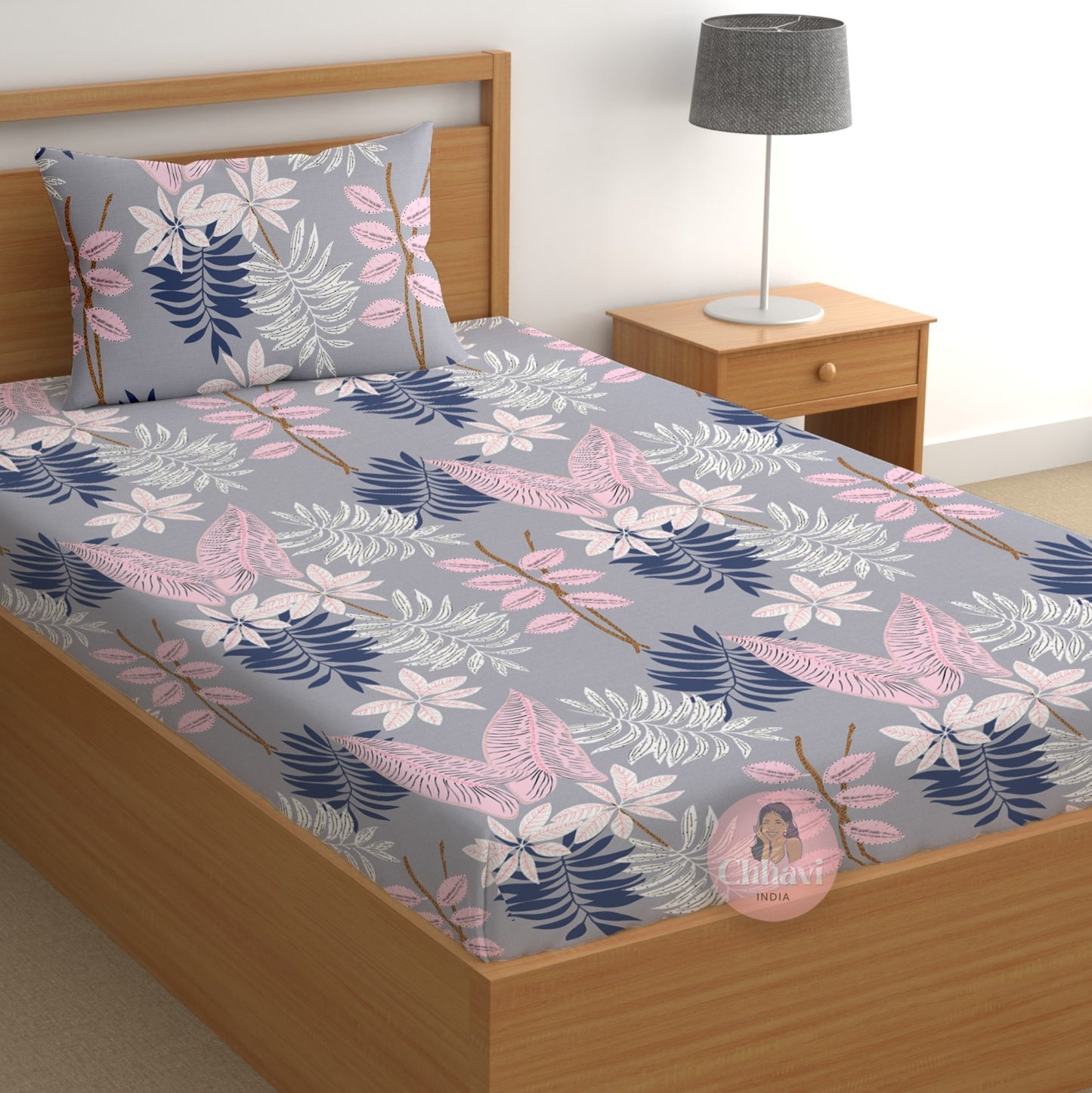 CHHAVI INDIA 180 TC Microfiber Printed Single Bedsheet With 1 Pillow Cover