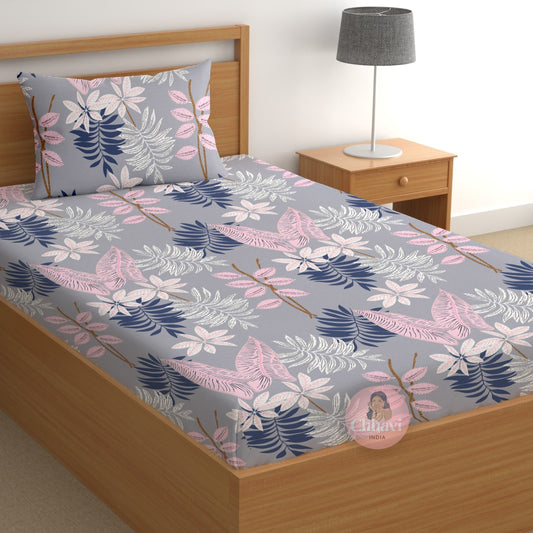 CHHAVI INDIA 180 TC Microfiber Printed Single Bedsheet With 1 Pillow Cover
