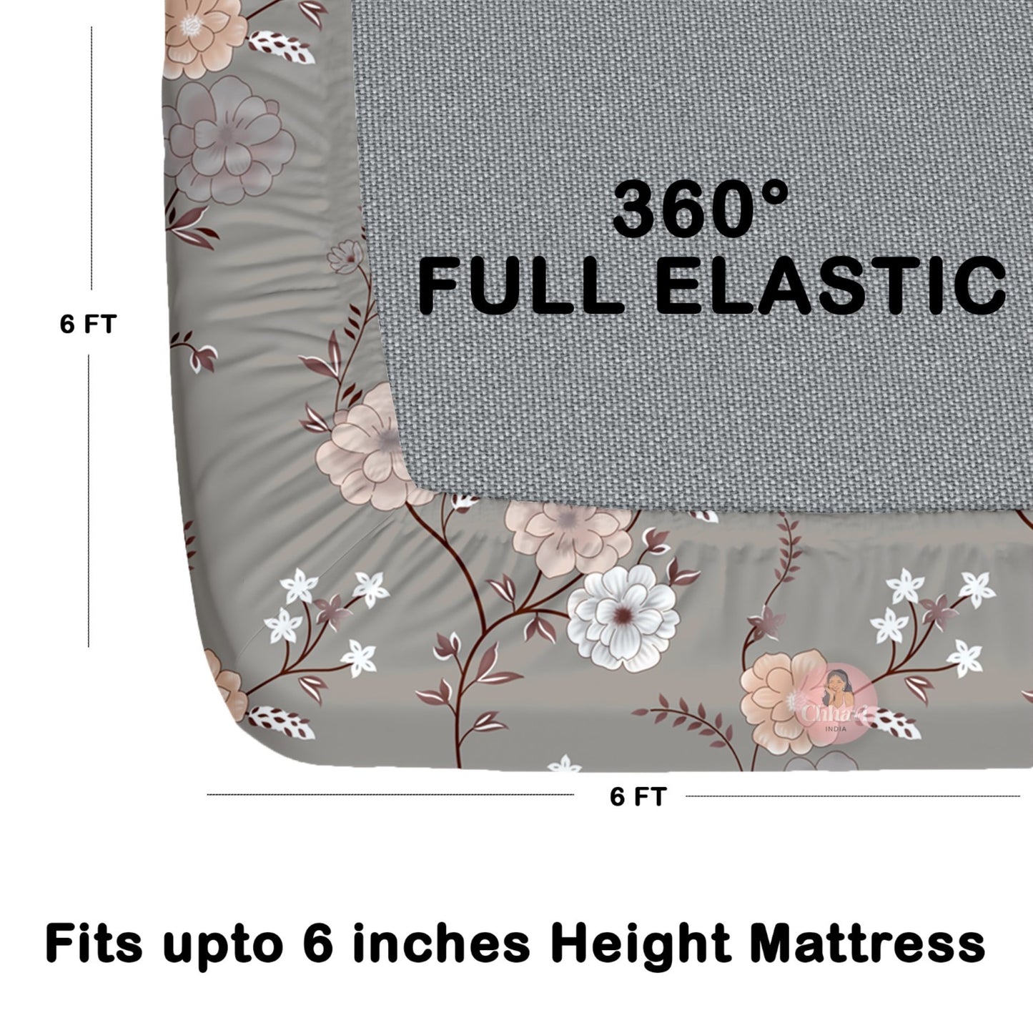 CHHAVI INDIA 180 TC Microfiber Double Fitted  Size Printed Bedsheet