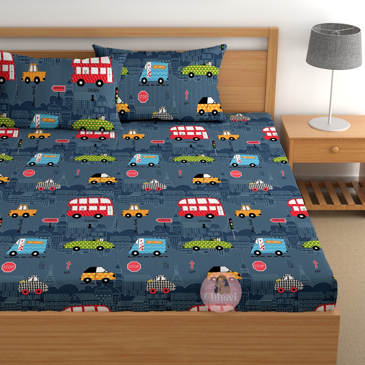 CHHAVI INDIA 210 TC Microfiber Printed Double Bedsheet With Pillow Covers
