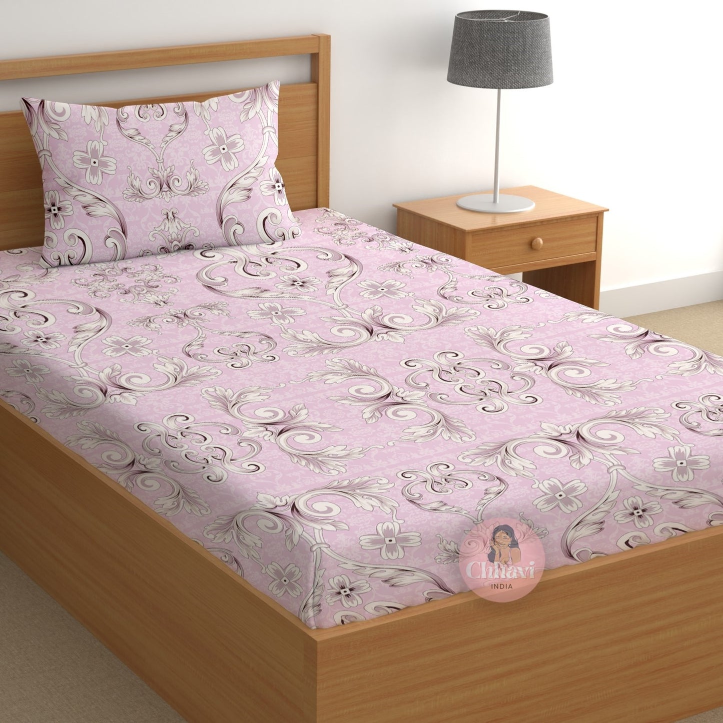CHHAVI INDIA 180 TC Microfiber Printed Single Bedsheet With 1 Pillow Cover