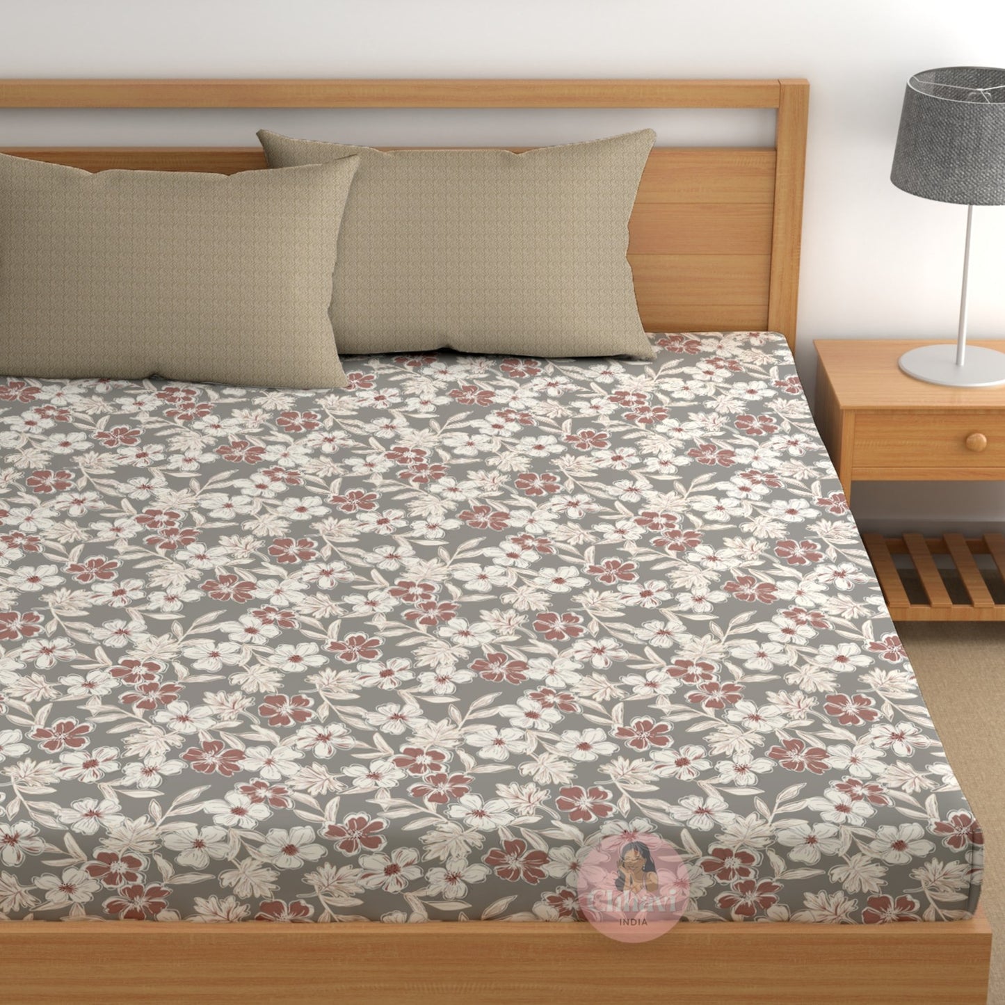 CHHAVI INDIA 210 TC Microfiber Printed King Size Bedsheet With Pillow Covers