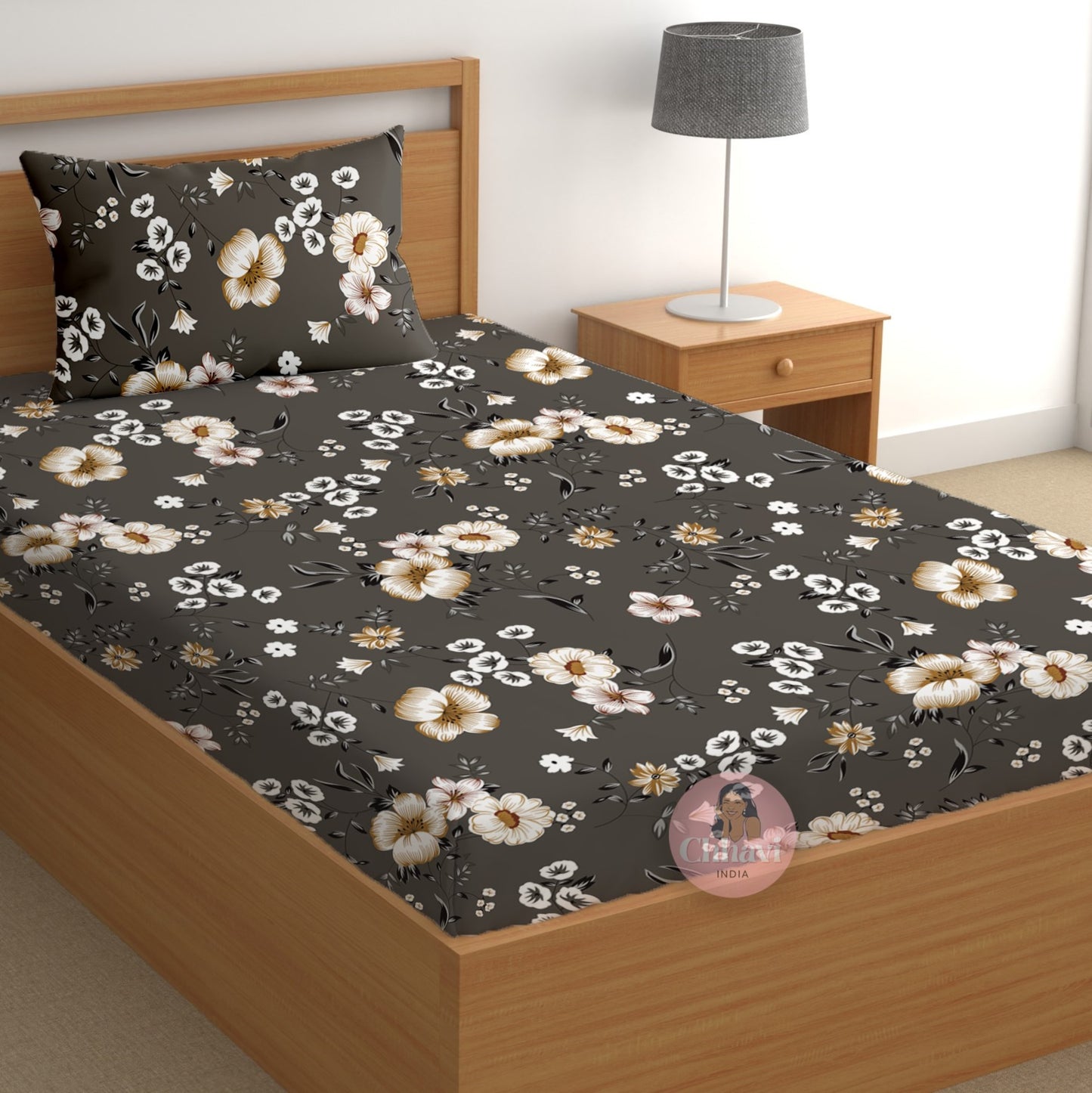 CHHAVI INDIA 180 TC Microfiber Printed Single Bedsheet With 1 Pillow Cover