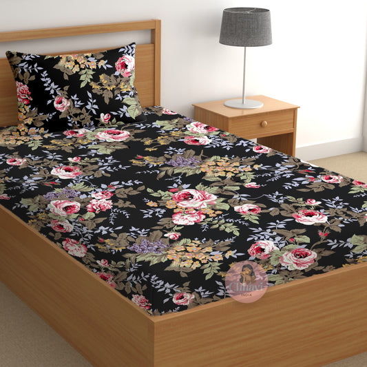 CHHAVI INDIA 180 TC Microfiber Printed Single Bedsheet With 1 Pillow Cover