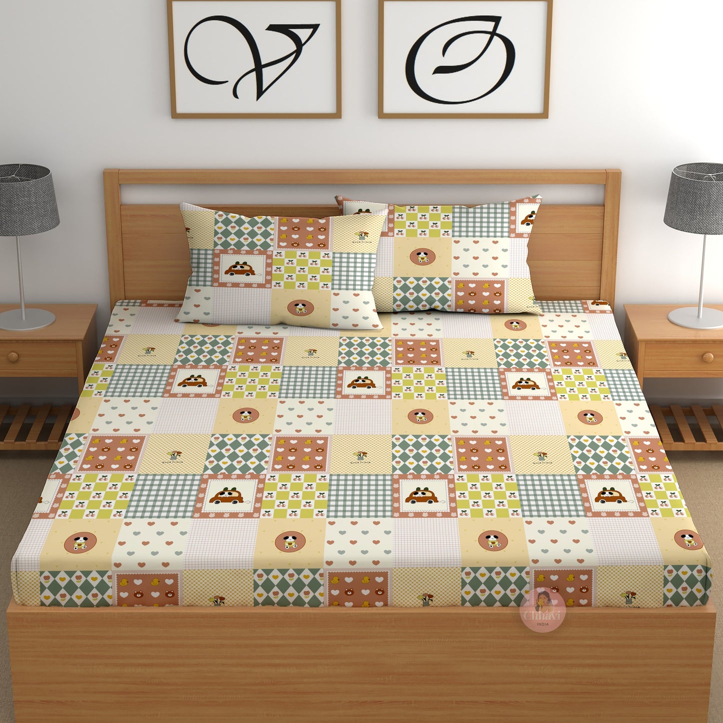 CHHAVI INDIA 210 TC Microfiber Printed Double Bedsheet With 2 Pillow Covers