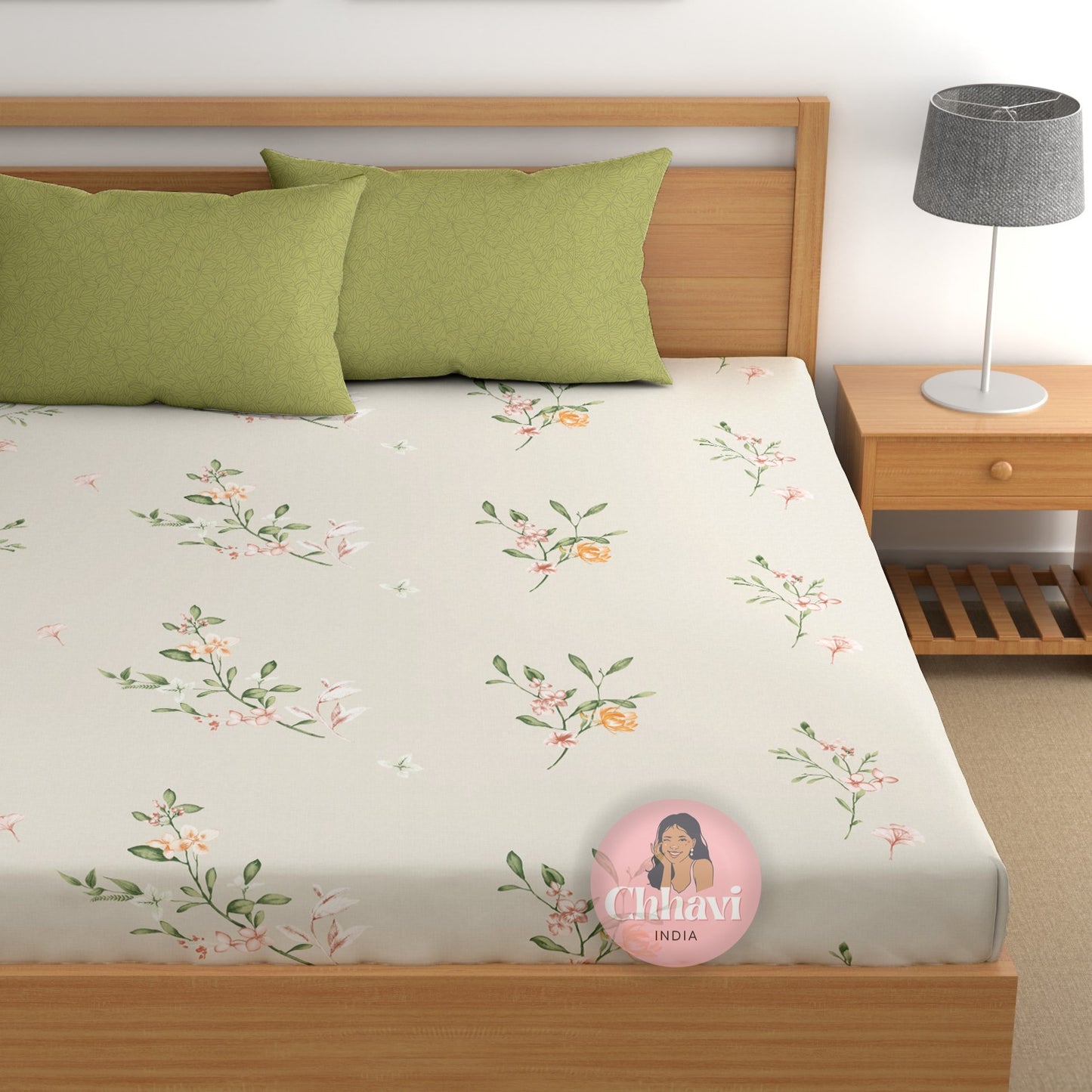 CHHAVI INDIA 210 TC Microfiber Printed Double Bedsheet With Pillow Covers
