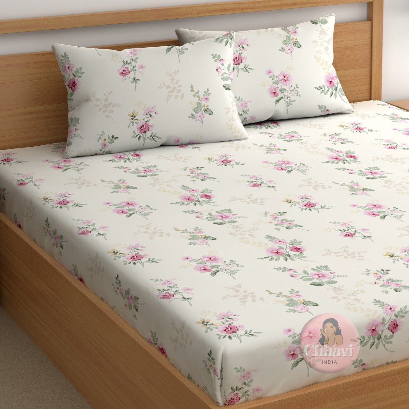 CHHAVI INDIA 210 TC Microfiber Printed King Size Bedsheet With Pillow Covers