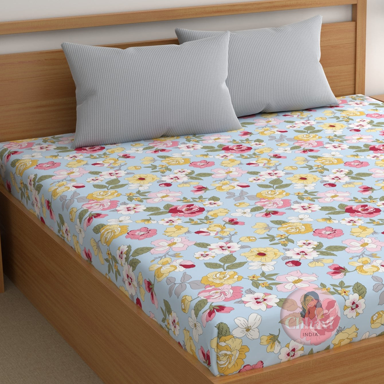 CHHAVI INDIA 210 TC Microfiber Printed King Size Bedsheet With Pillow Covers