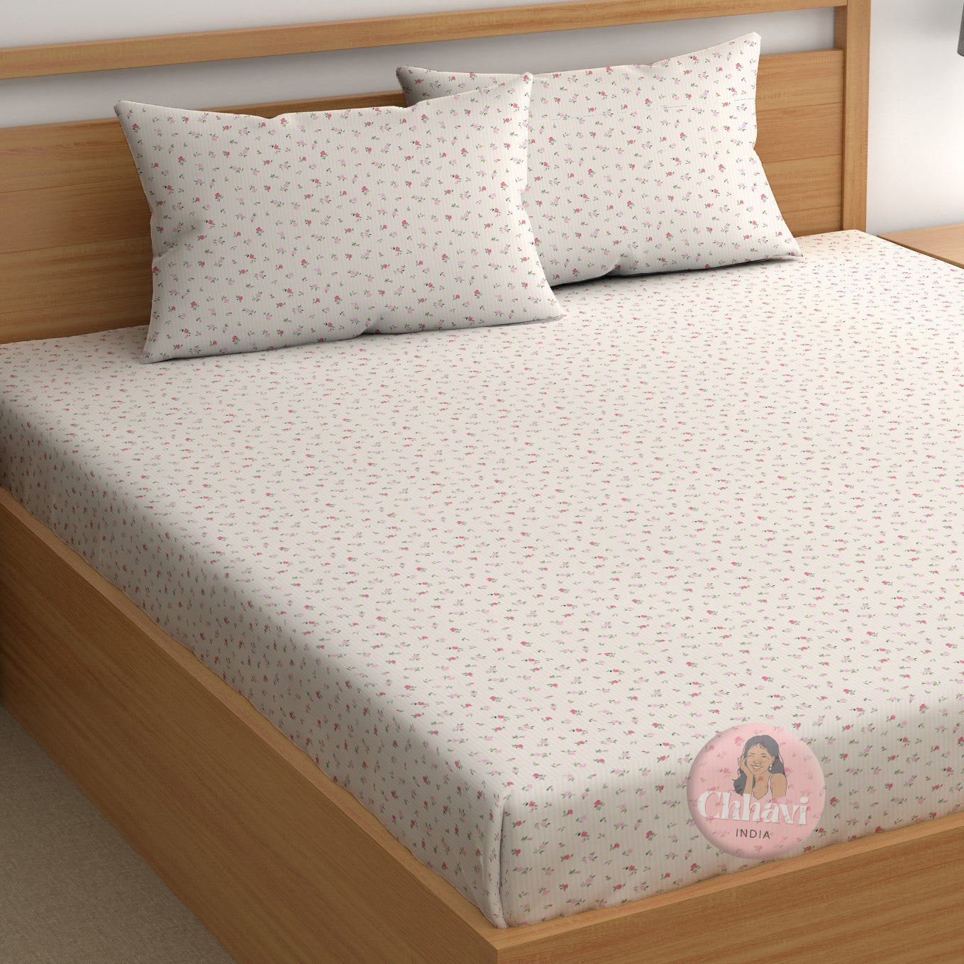 CHHAVI INDIA 210 TC Microfiber Printed King Size Bedsheet With Pillow Covers