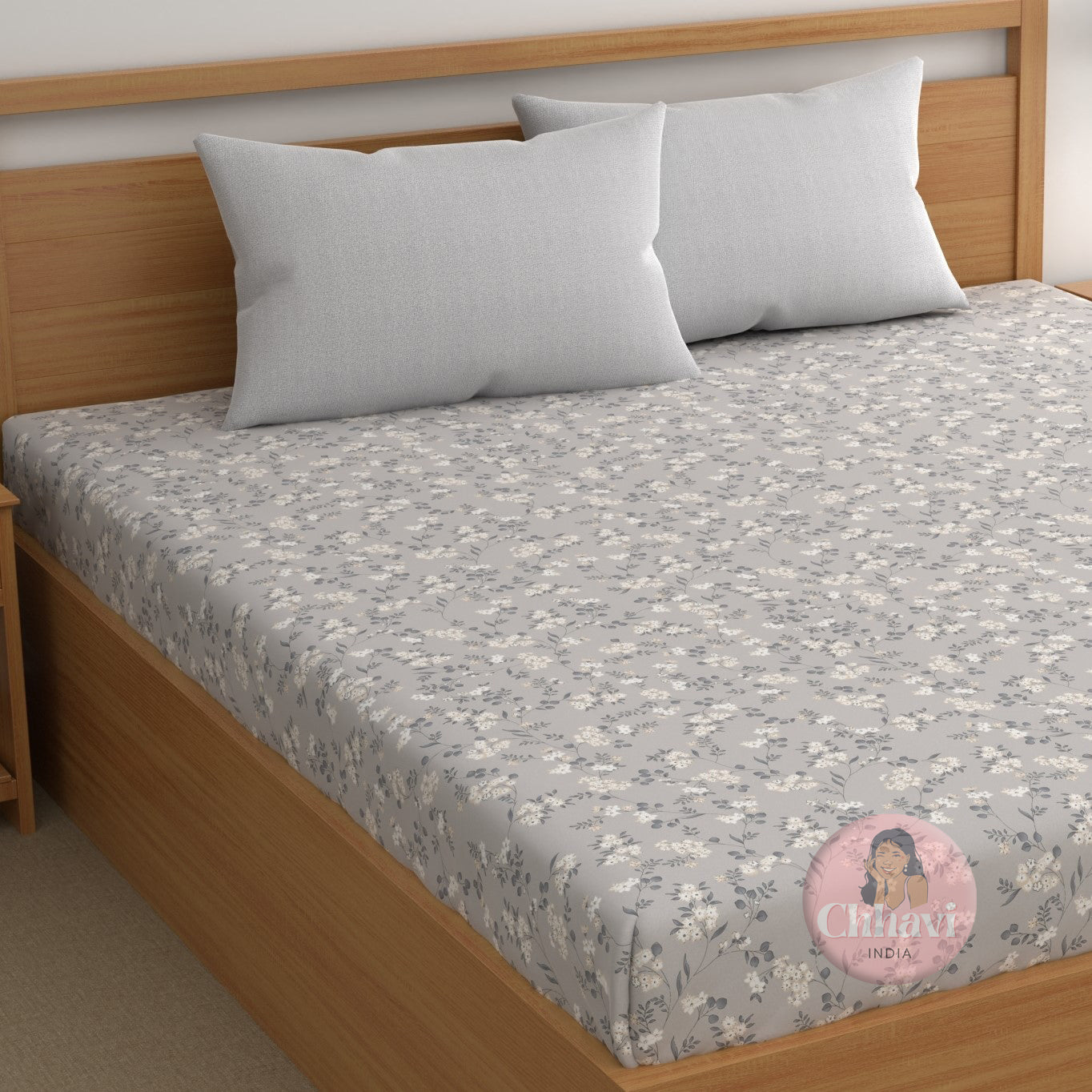 CHHAVI INDIA 210 TC Microfiber Printed Double Bedsheet With Pillow Covers