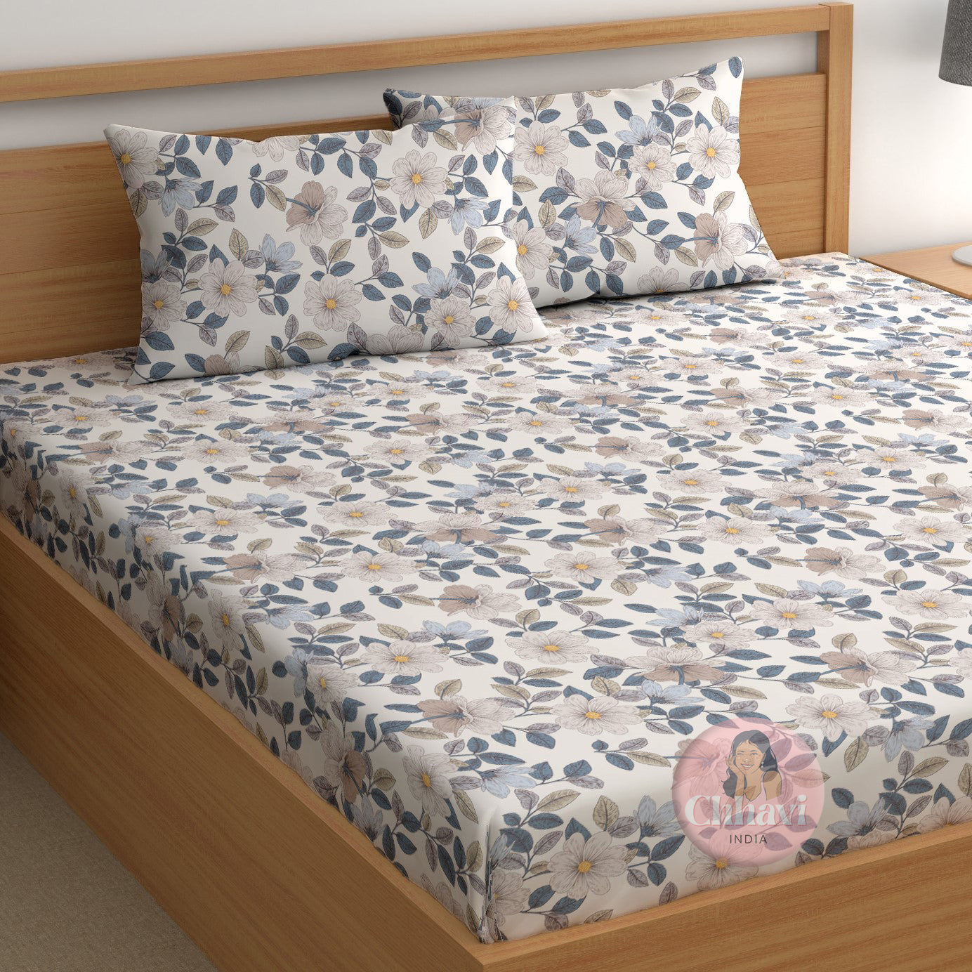 CHHAVI INDIA 210 TC Microfiber Printed King Size Bedsheet With Pillow Covers