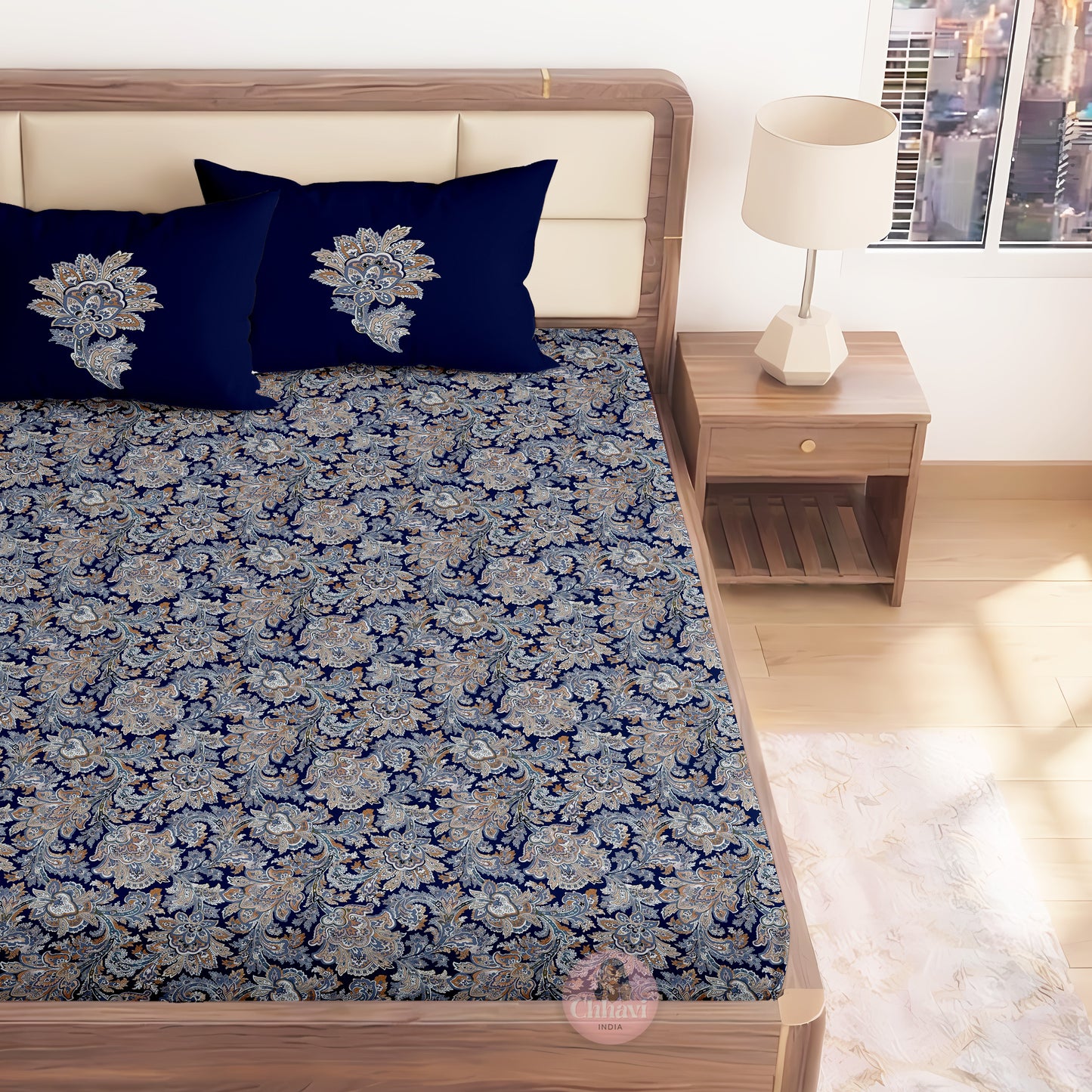 CHHAVI INDIA 210 TC Microfiber Printed King Size Bedsheet With Pillow Covers