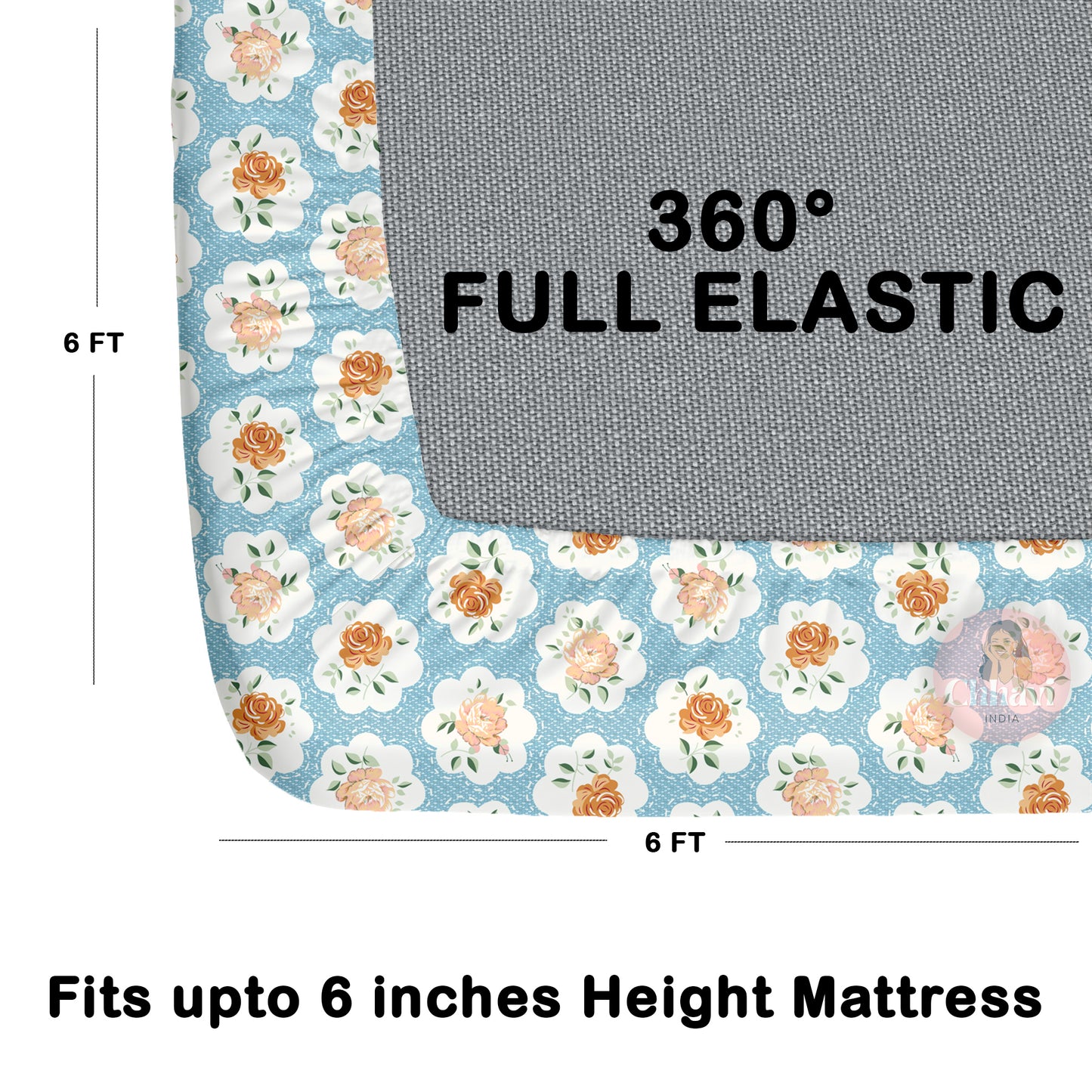 CHHAVI INDIA 210 TC Microfiber Waterproof Printed Fitted (Elastic) Bedsheet