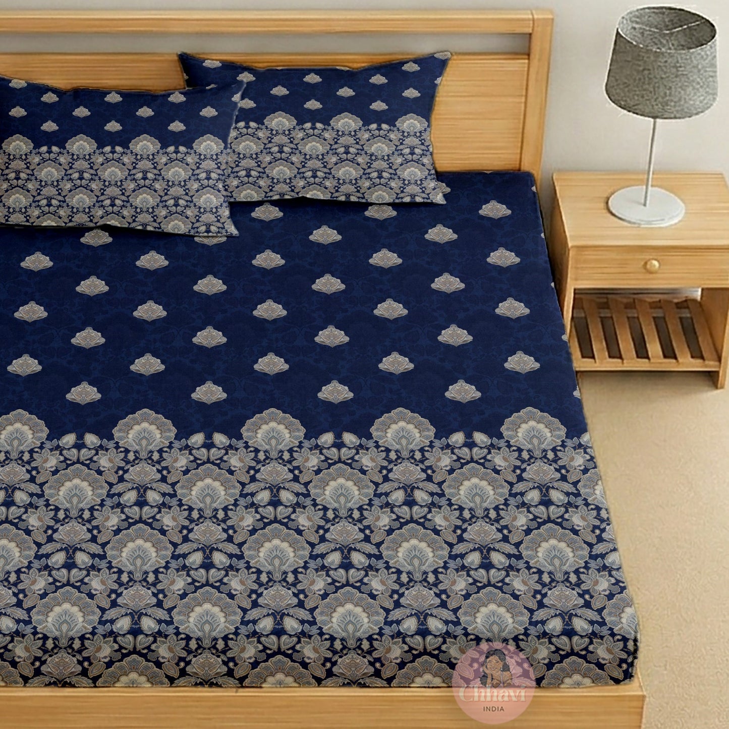 CHHAVI INDIA 210 TC Microfiber Printed King Size Bedsheet With 2 Pillow Covers
