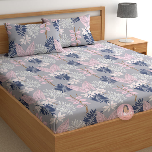 CHHAVI INDIA 180 TC Microfiber Printed Double Bedsheet With 2 Pillow Covers