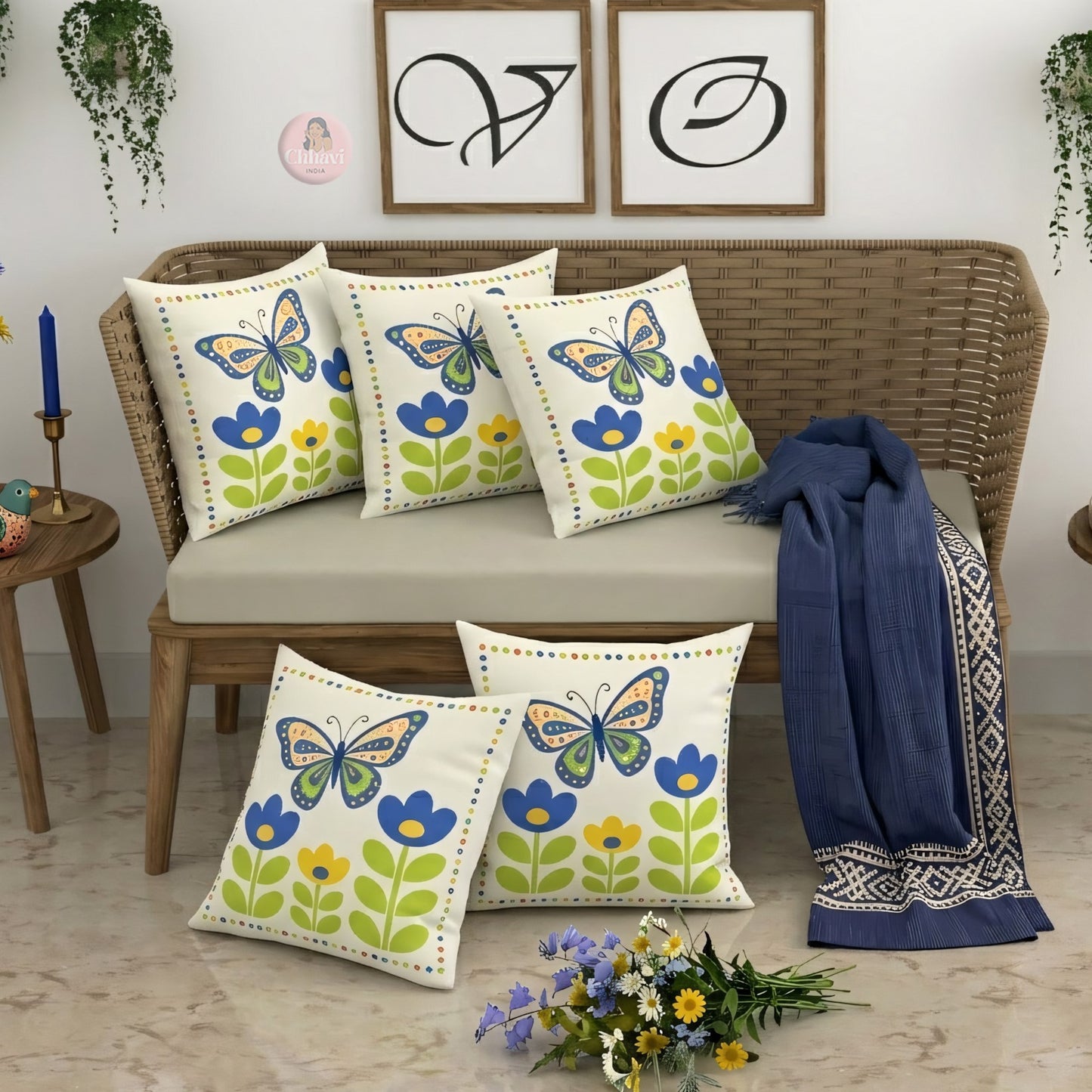CHHAVI INDIA Microfiber Cushions Cover Pack of 5